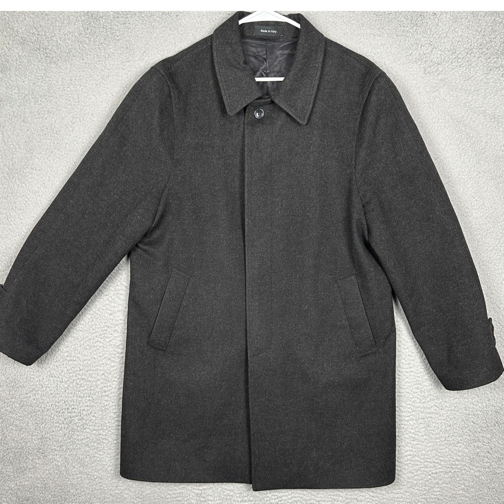 Frank Stella Wool Coat Men 42R Claudio Charcoal Grey Loro Piana Storm System EUC